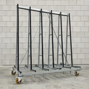 Mobiele glaskar bok met zwenkwielen