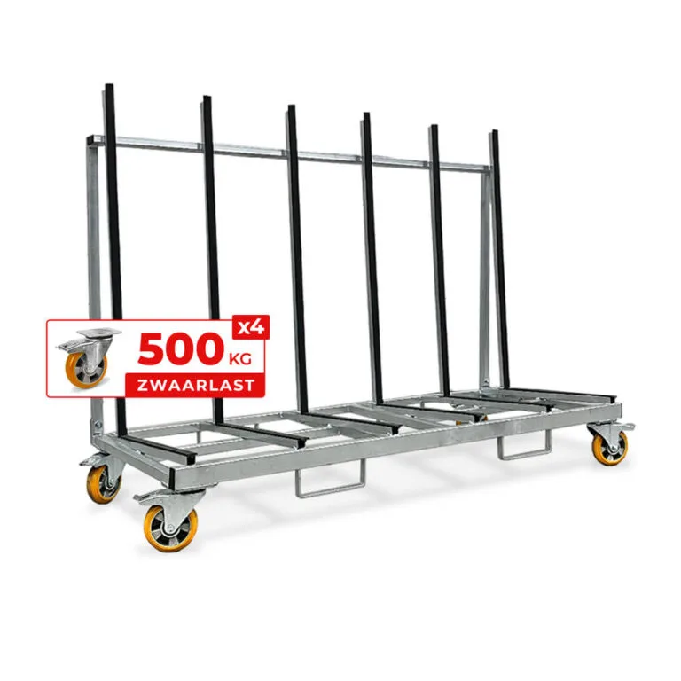Verrijdbare platenkar met wielen extra laag thermisch verzinkt